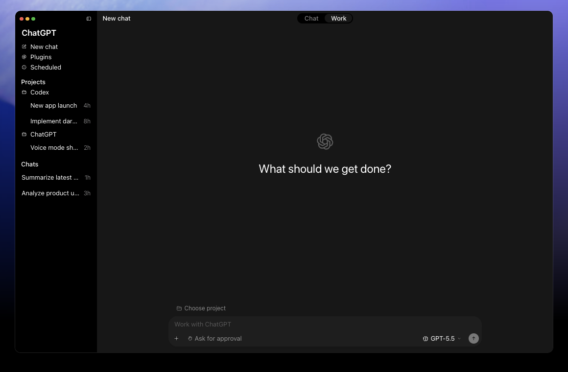 The Codex desktop app, from OpenAI's Codex product page.