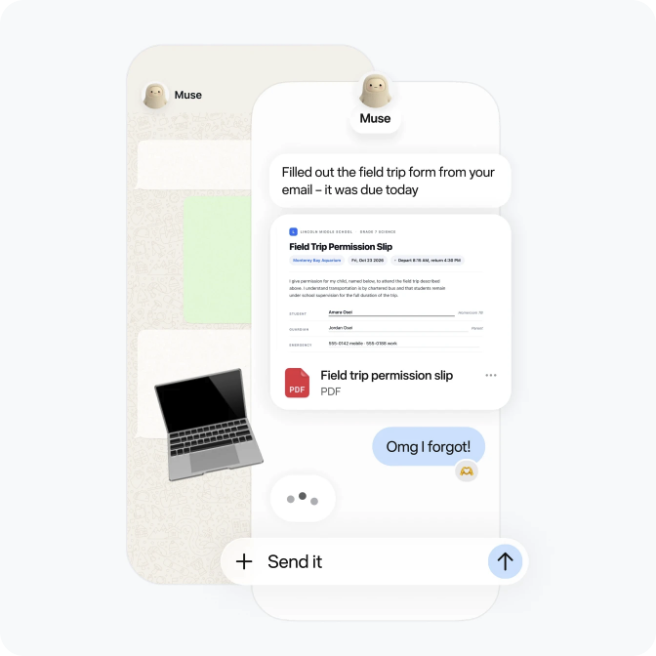 A Muse conversation on a phone, from Meta's Muse product page.